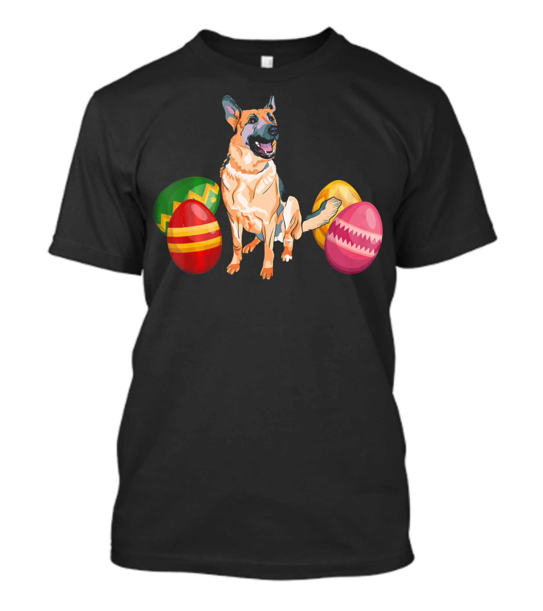 Funny Easter German Shepherd With Colorful Eggs T-Shirt