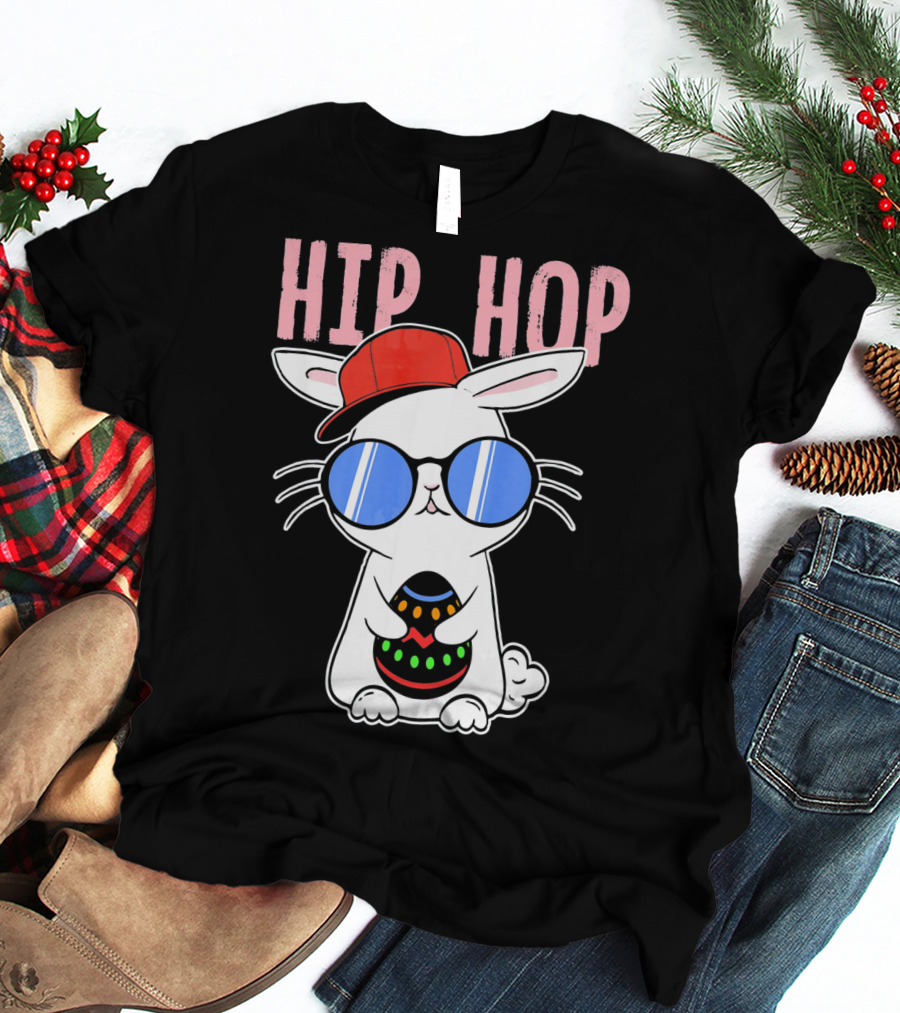 Cool Hip Hop Easter Bunny With Eggs In Sunglasses And Cap T-Shirt