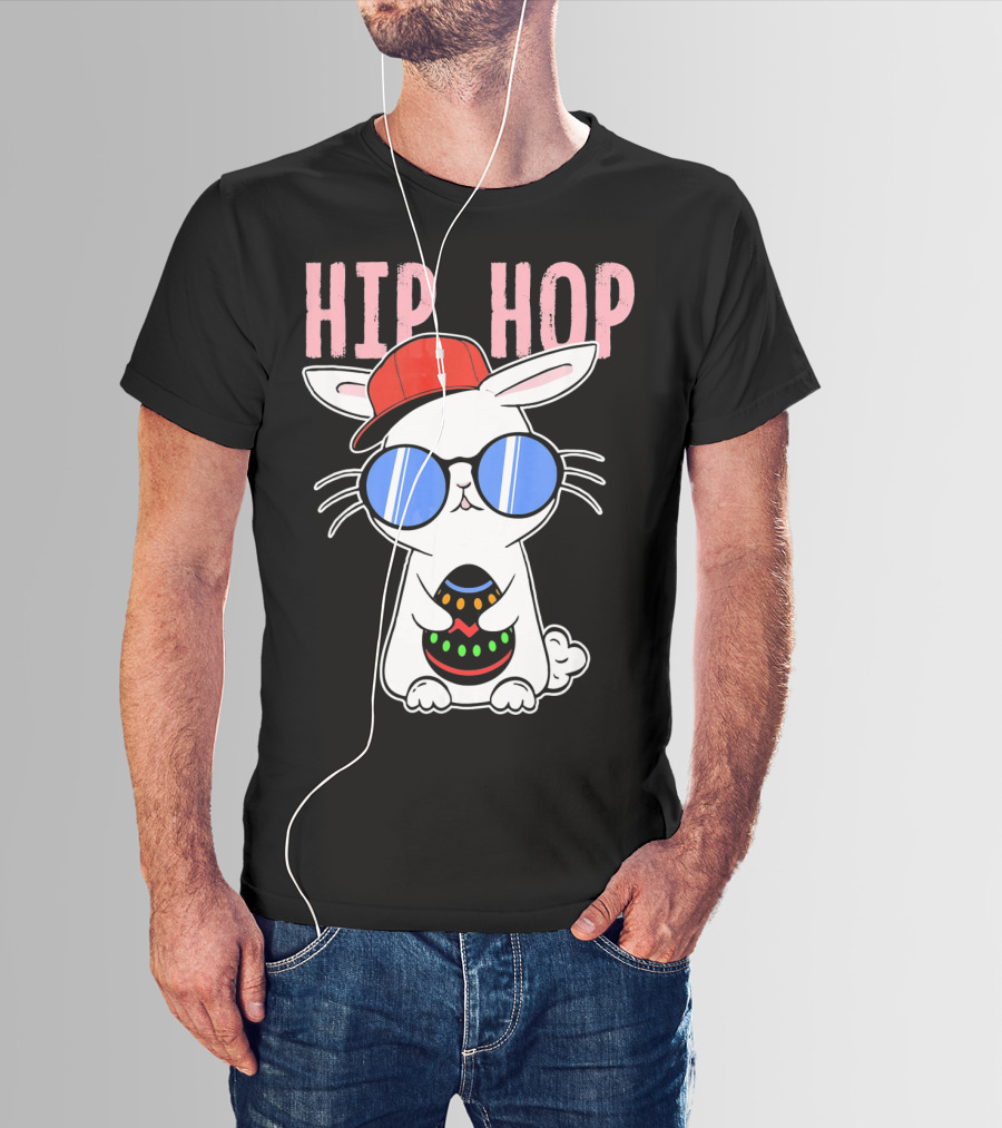 Cool Hip Hop Easter Bunny With Eggs In Sunglasses And Cap T-Shirt