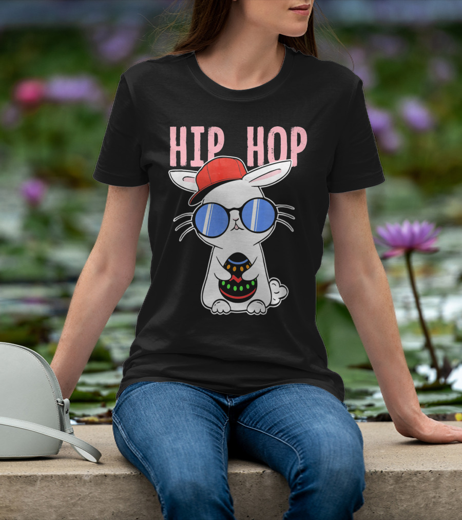Cool Hip Hop Easter Bunny With Eggs In Sunglasses And Cap T-Shirt