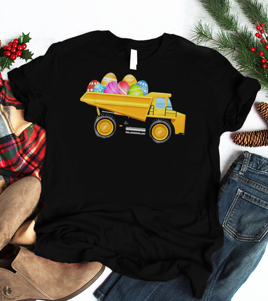 Dump Truck Carrying Colorful Easter Eggs T-Shirt
