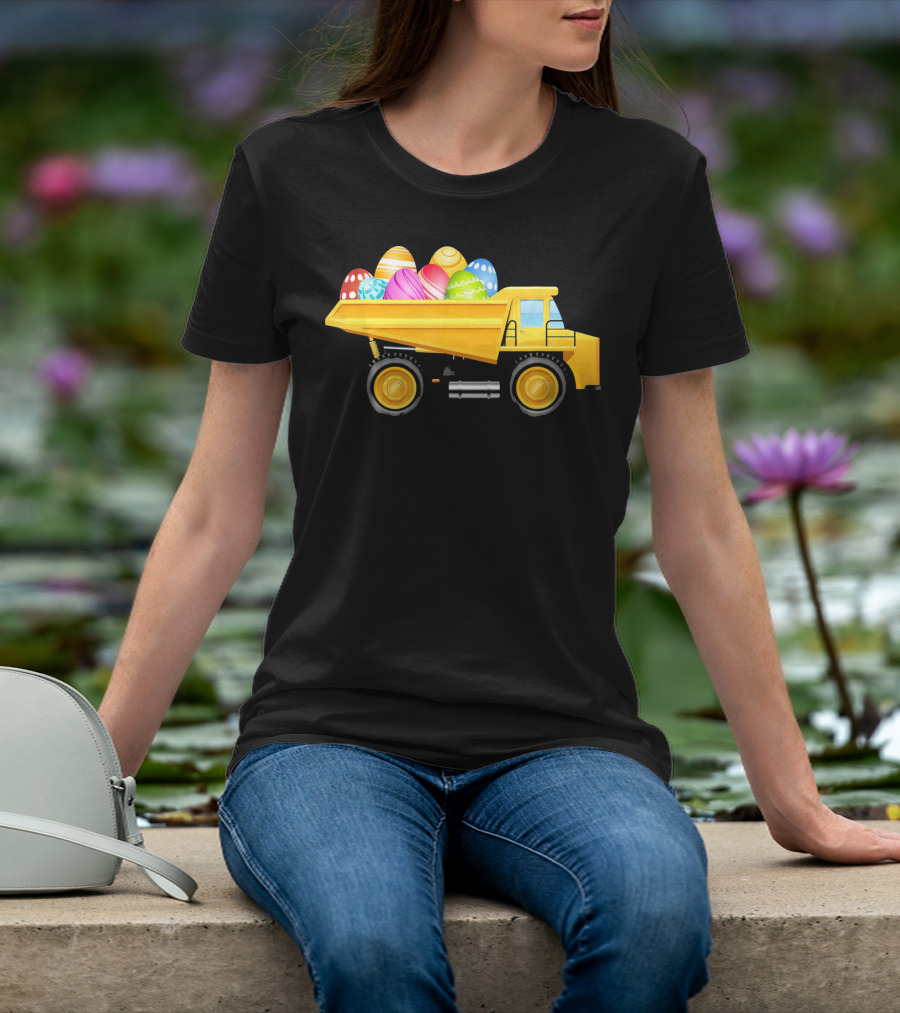 Dump Truck Carrying Colorful Easter Eggs T-Shirt