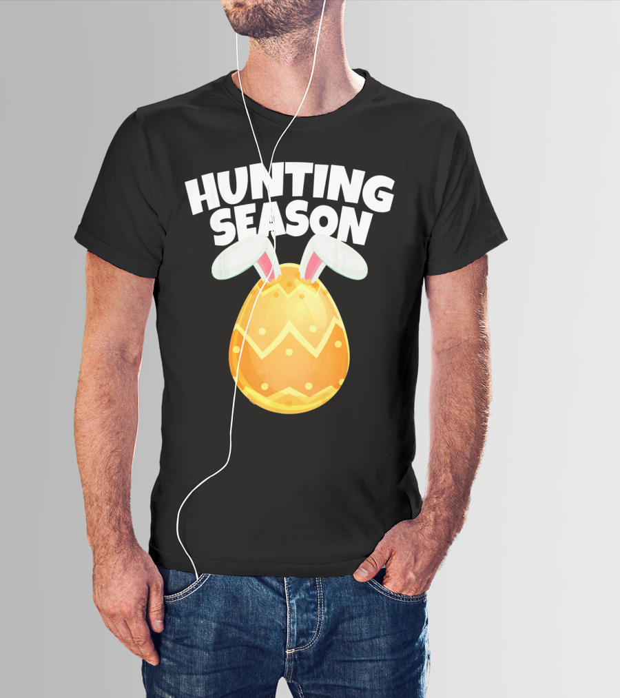 Hunting Season Happy Easter Egg Bun With Bunny Ears T-Shirt