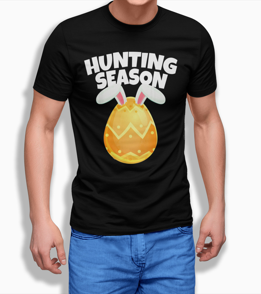 Hunting Season Happy Easter Egg Bun With Bunny Ears T-Shirt