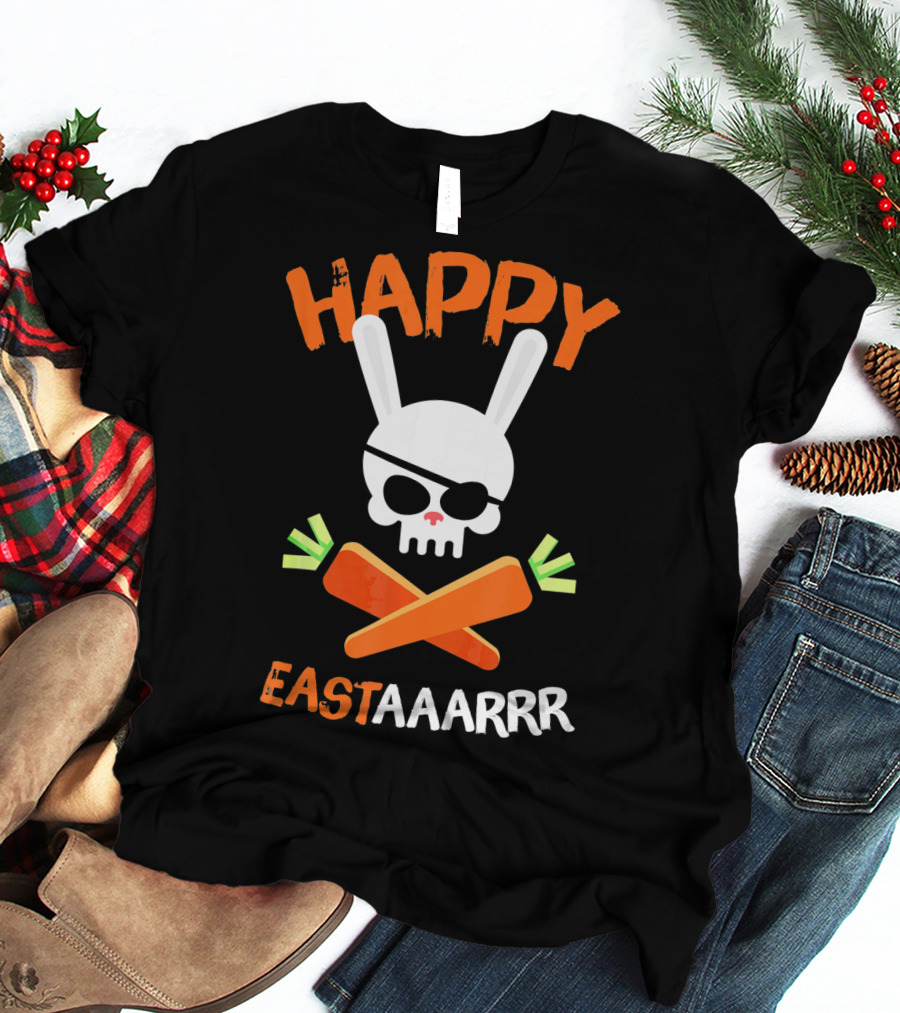 HAPPY EASTAAARRR Bunny Skull Pirate Carrots T-Shirt