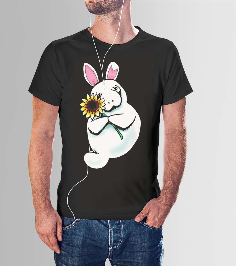 Sunflower Hugging Manatee Bunny T-Shirt