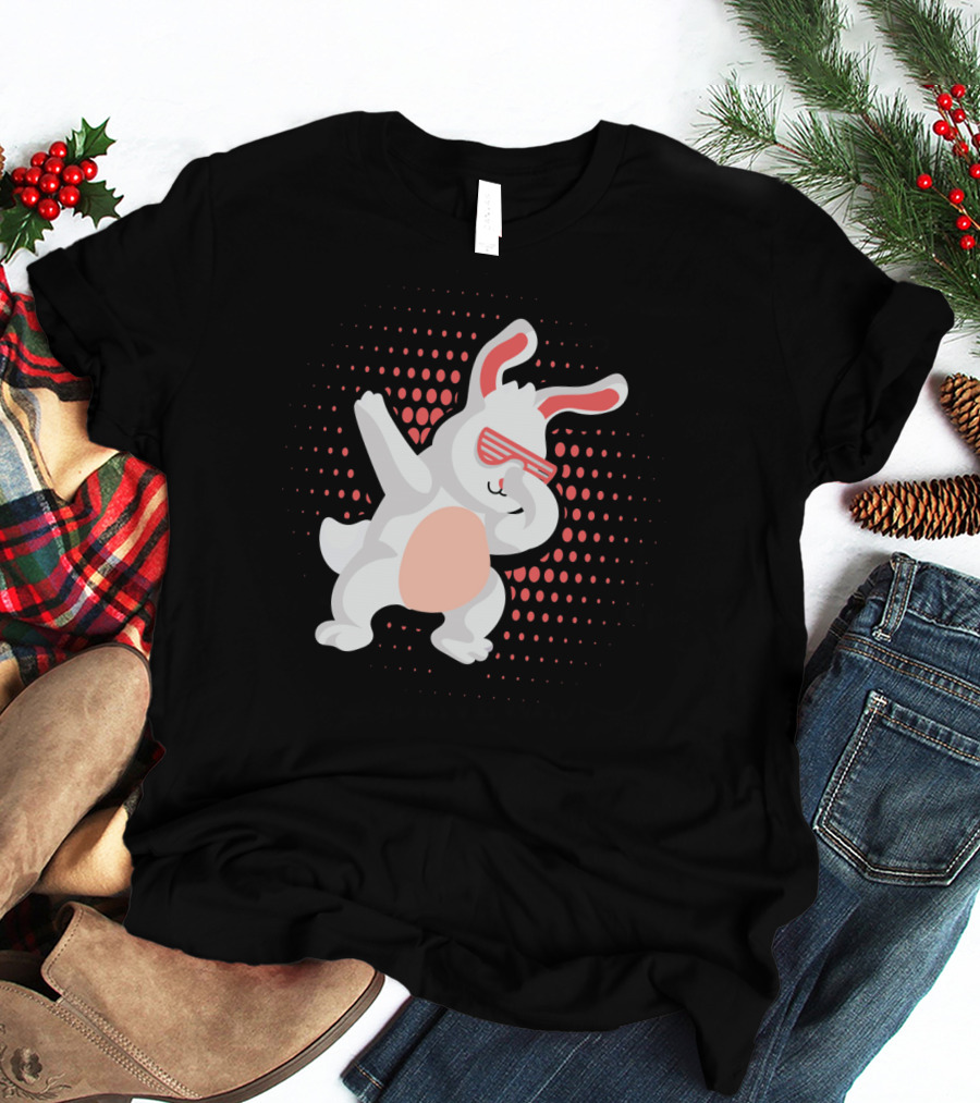 Funny Dabbing Hip Hop Bunny Easter With Shades T-Shirt