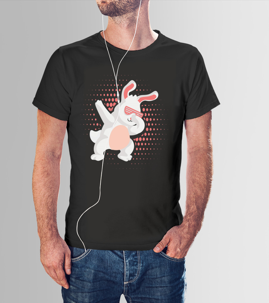 Funny Dabbing Hip Hop Bunny Easter With Shades T-Shirt