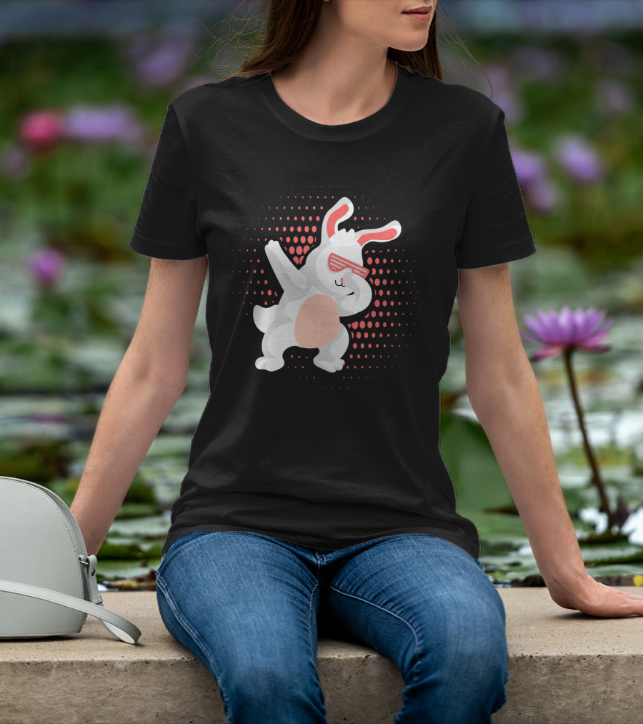 Funny Dabbing Hip Hop Bunny Easter With Shades T-Shirt