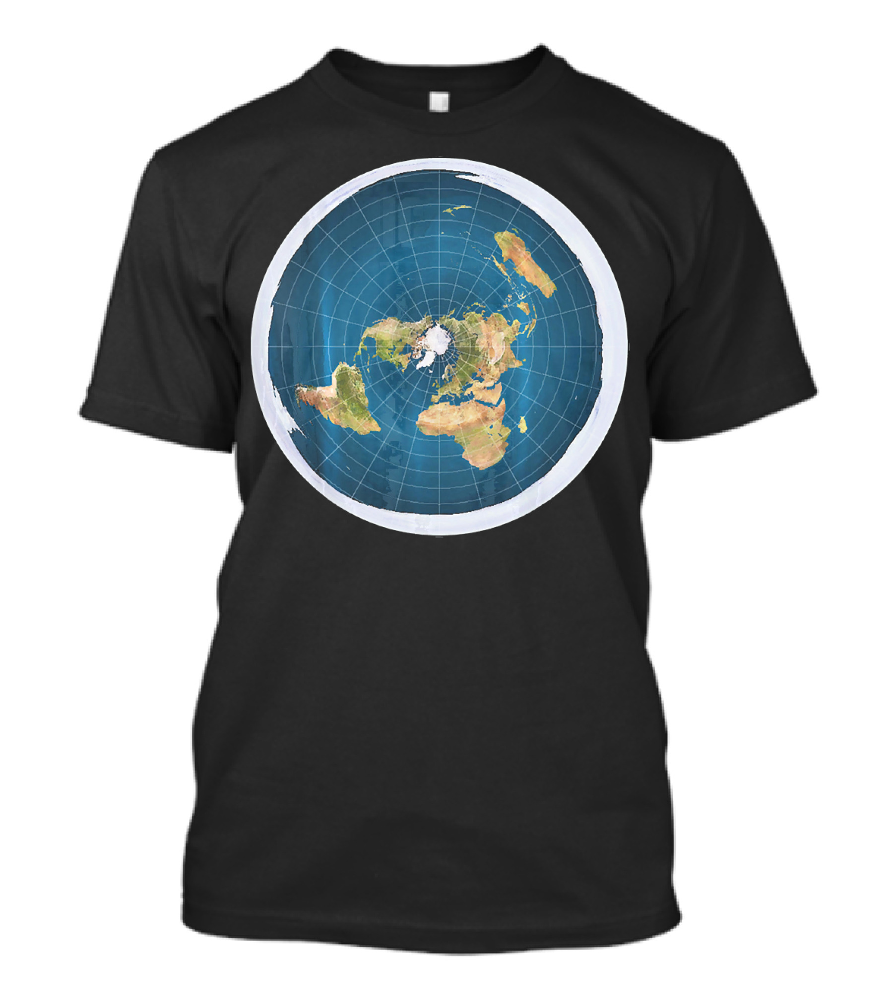 Map Of The Flat Earth Circular Projection T-Shirt