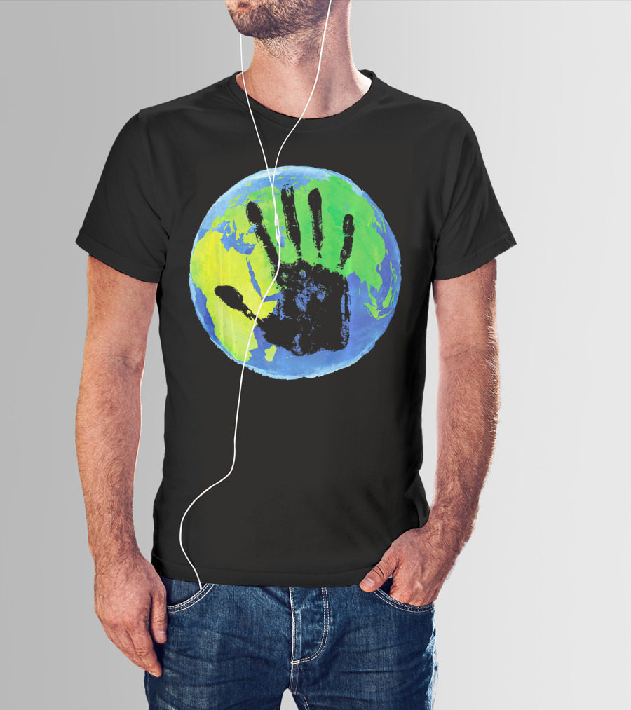 Earth Day Globe With Handprint Nature Conservation T-Shirt