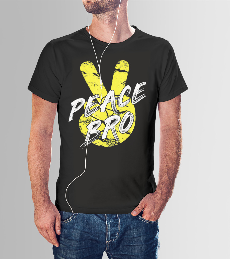 PEACE Bro Peace Sign Yellow Tex T-Shirt