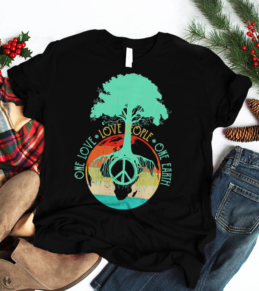 One Love People One Earth Peace Tree T-Shirt