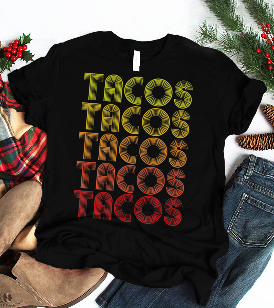 Vintage Tacos Lover Cinco De Mayo Retro Lines T-Shirt