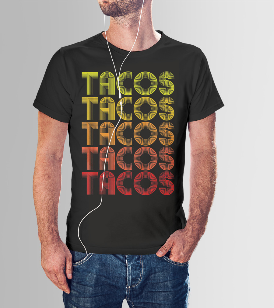 Vintage Tacos Lover Cinco De Mayo Retro Lines T-Shirt