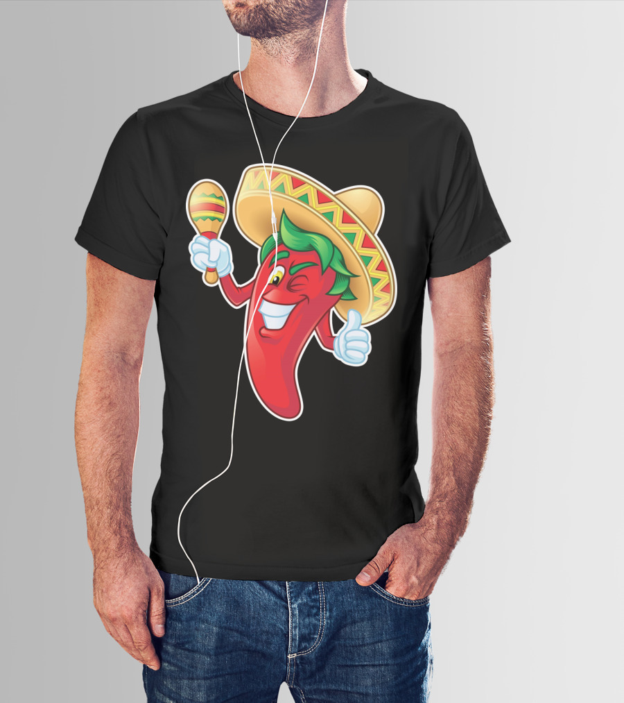 Funny Jalapeno Sombrero Maracas Cinco De Mayo T-Shirt