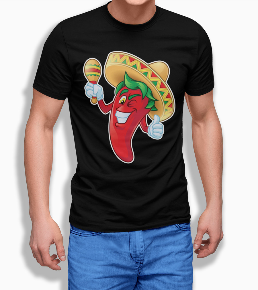 Funny Jalapeno Sombrero Maracas Cinco De Mayo T-Shirt