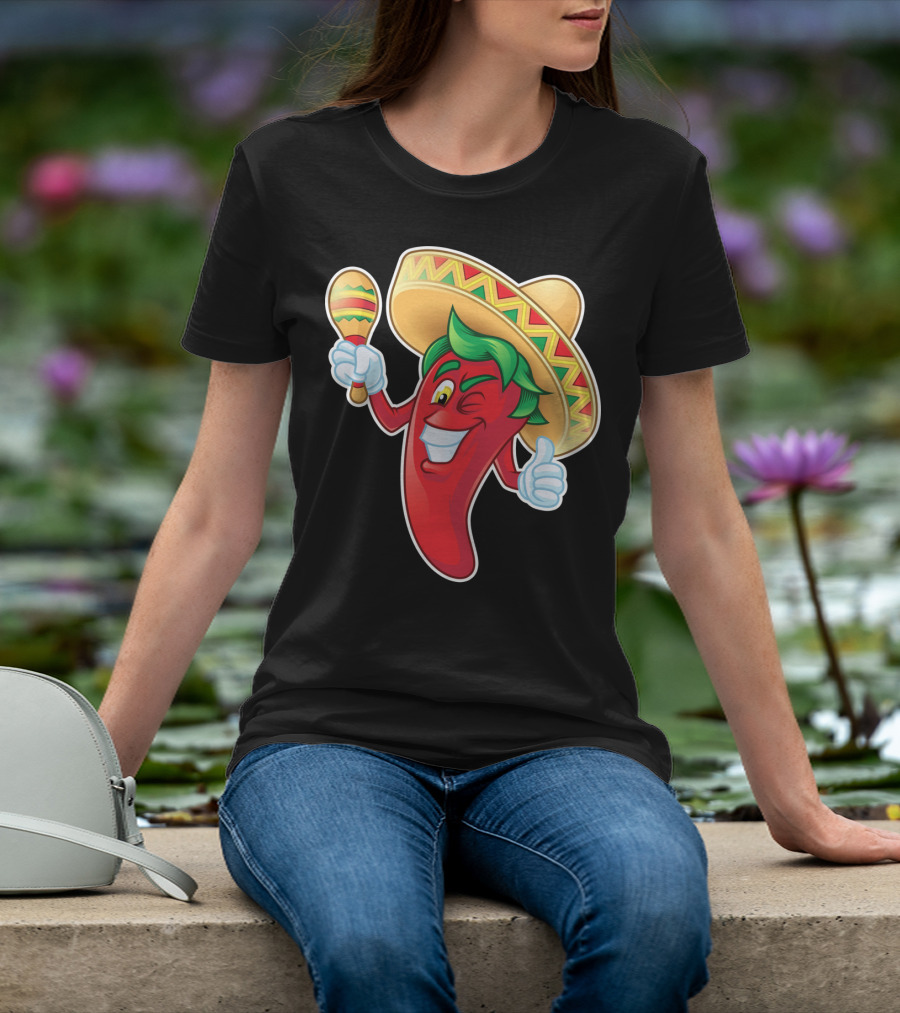 Funny Jalapeno Sombrero Maracas Cinco De Mayo T-Shirt