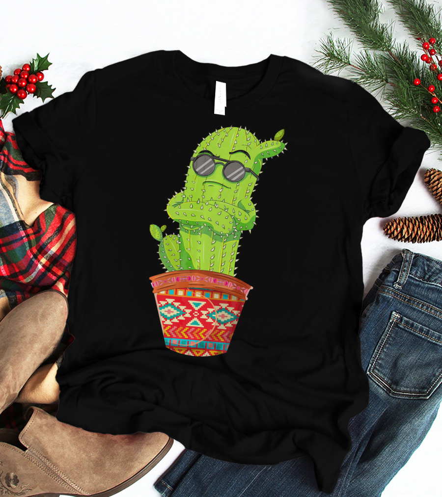 Cinco De Mayo Cool Cactus With Sunglasses In Mexican Pot T-Shirt