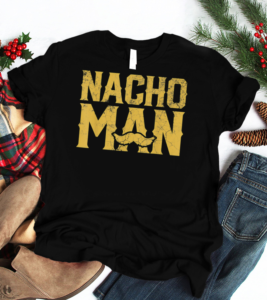 NACHO MAN Funny Cinco De Mayo Comic Style Mustache T-Shirt