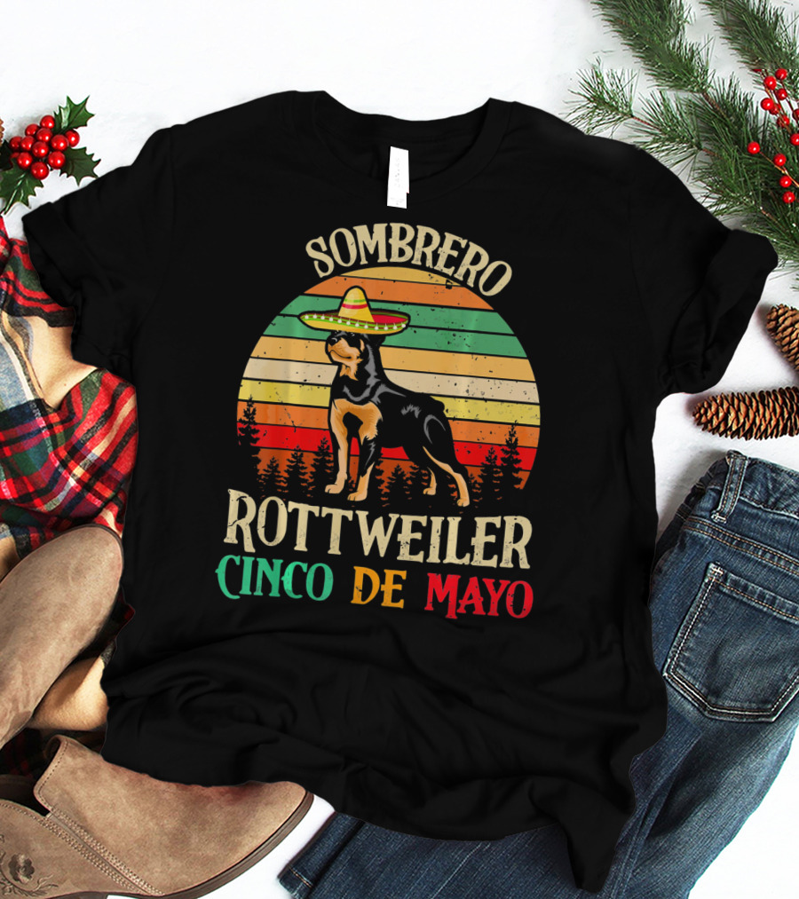 Sombrero Rottweiler Cinco De Mayo Vintage T-Shirt