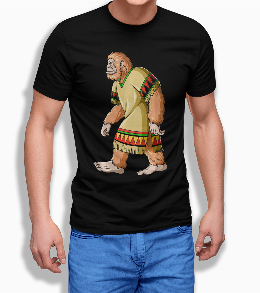 Bigfoot Sasquatch in Mexican Poncho Cultural Attire T-Shirt