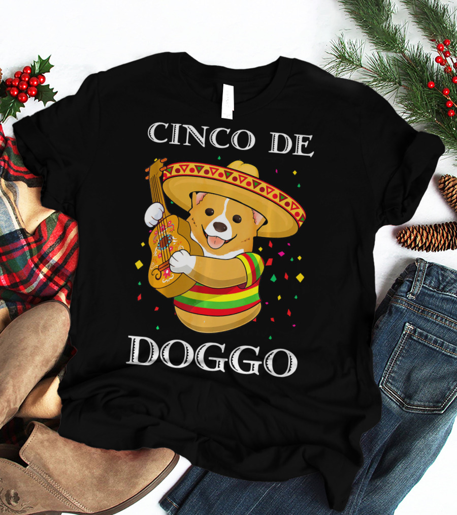 Cinco De Doggo Funny Corgi Guitar Fiesta T-Shirt