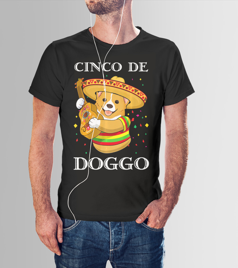 Cinco De Doggo Funny Corgi Guitar Fiesta T-Shirt