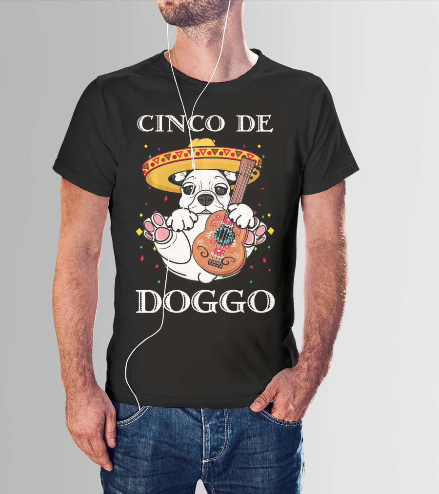 Cinco De Doggo Funny French Bulldog Guitar T-Shirt