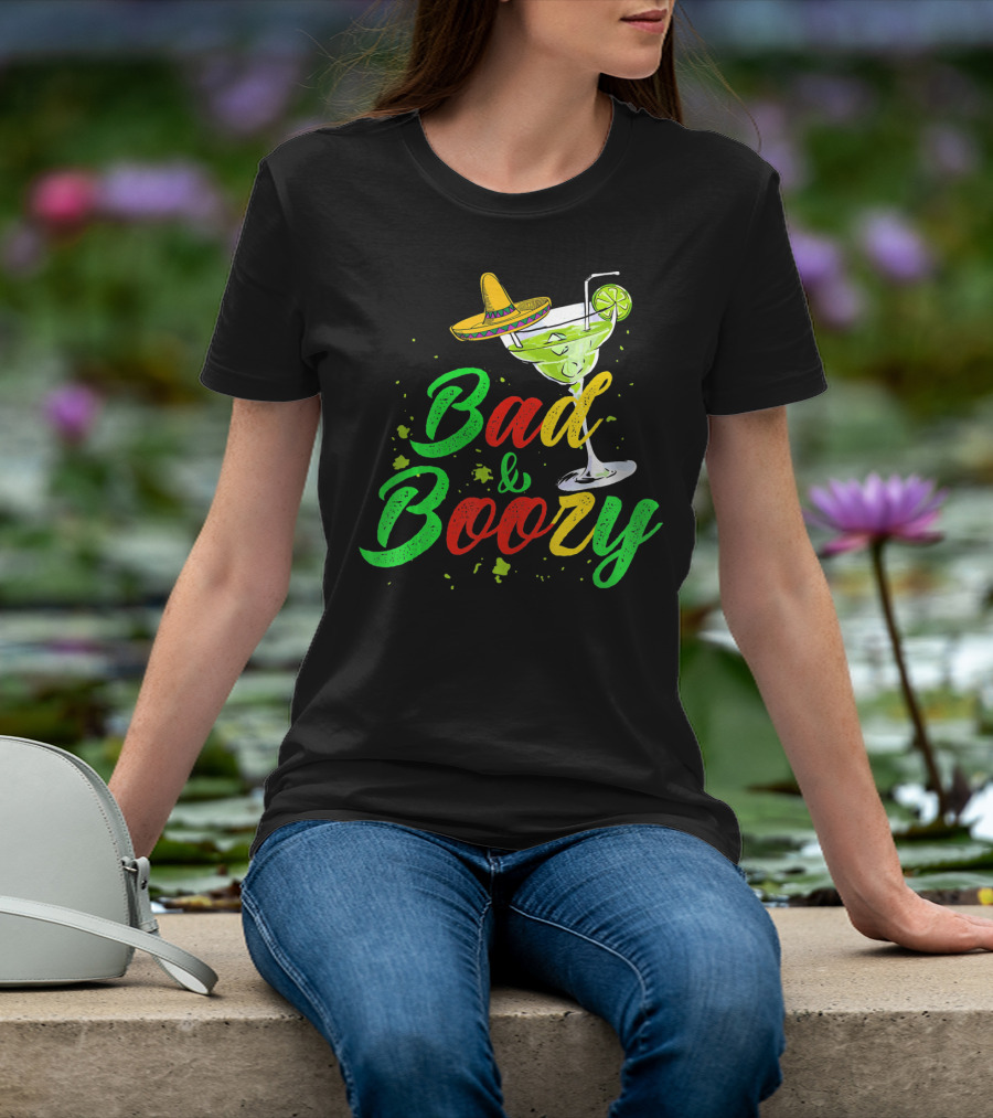 Cinco De Mayo Bad And Boozy Sombrero Margarita Lime Drink T-Shirt