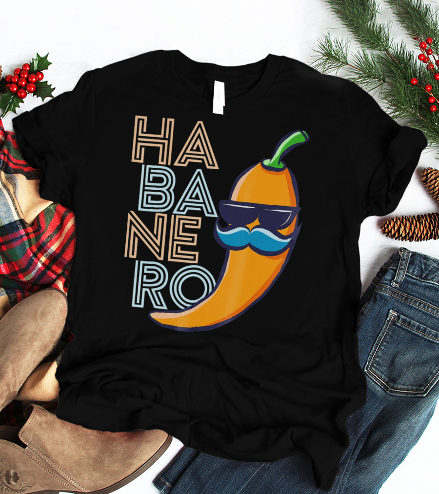 Habanero Lover Emoji Cinco De Mayo Mustache Pepper T-Shirt