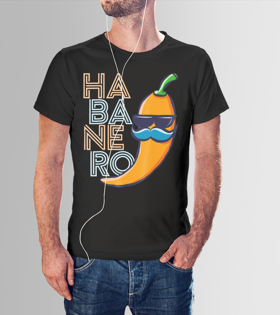 Habanero Lover Emoji Cinco De Mayo Mustache Pepper T-Shirt