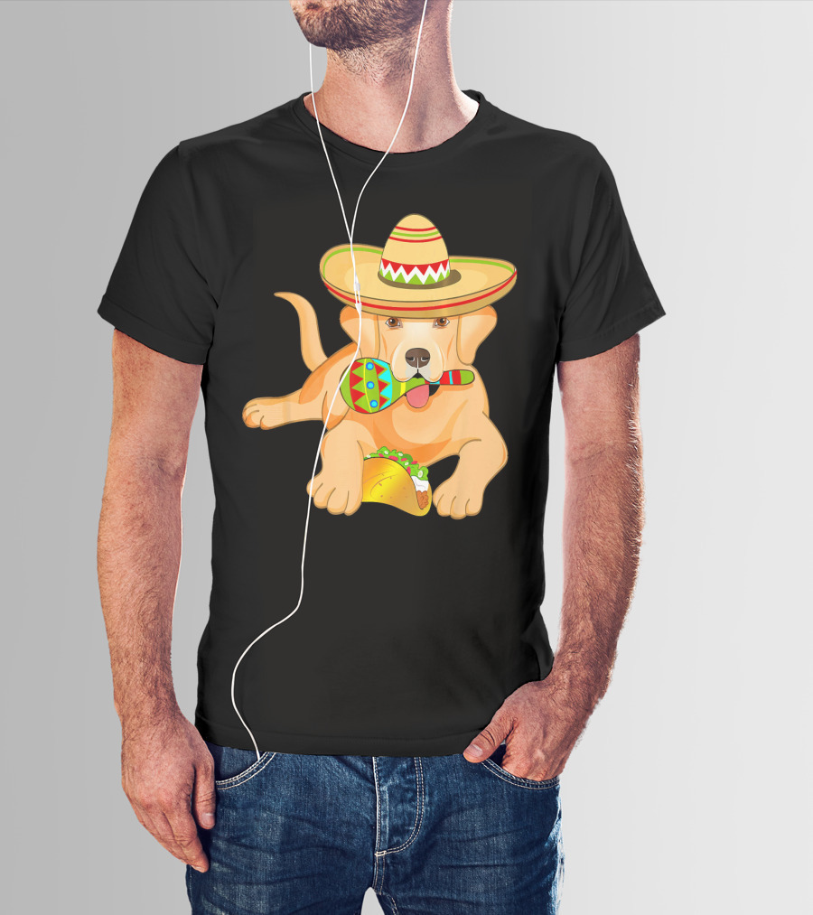 Cinco De Mayo Labrador Dog With Sombrero Taco And Maraca T-Shirt