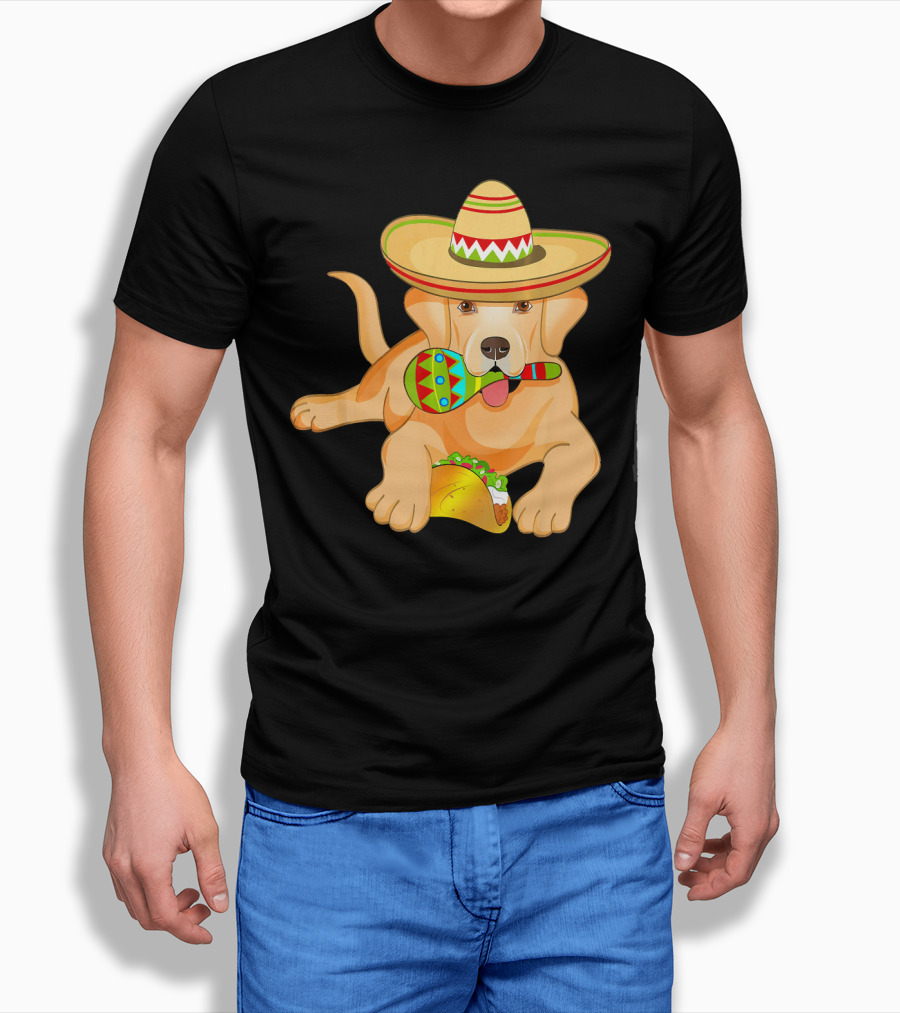 Cinco De Mayo Labrador Dog With Sombrero Taco And Maraca T-Shirt