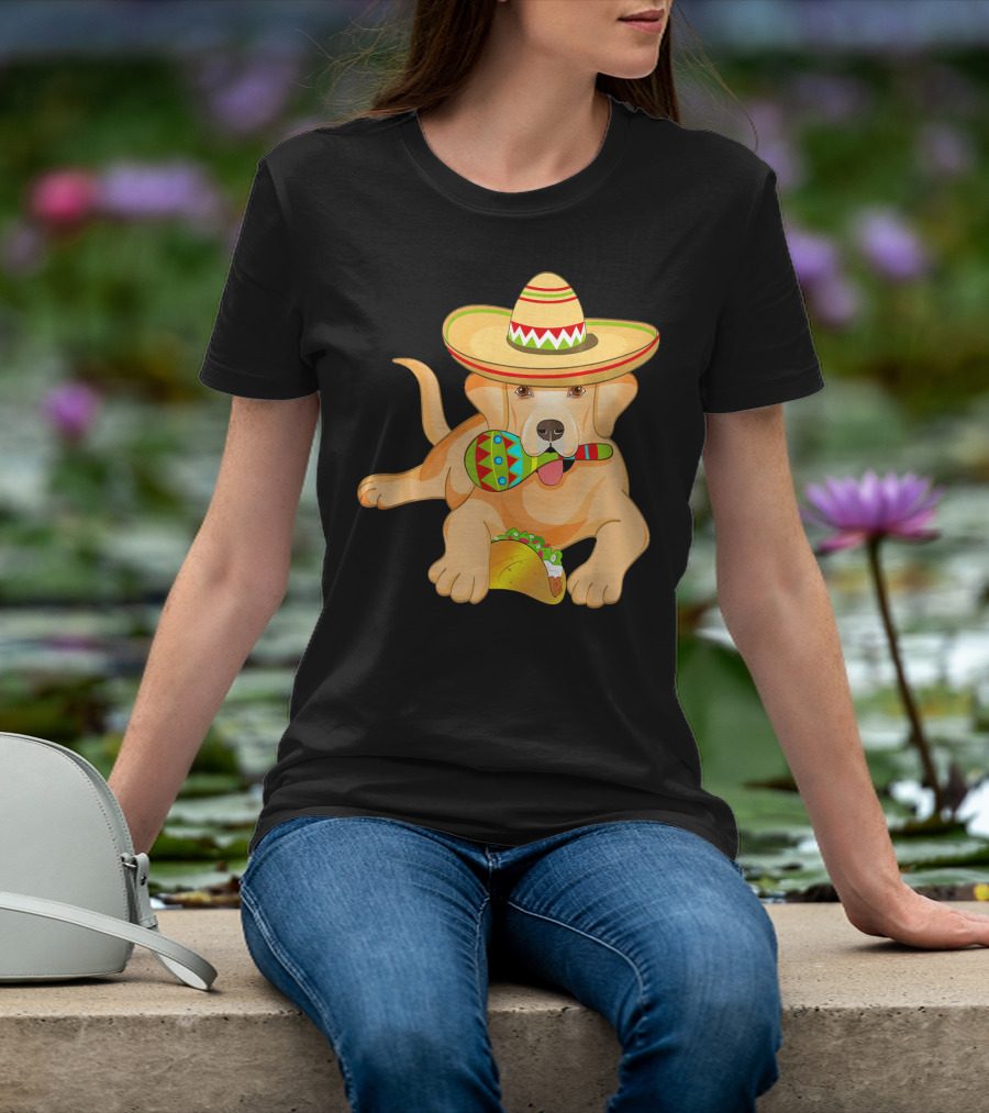 Cinco De Mayo Labrador Dog With Sombrero Taco And Maraca T-Shirt