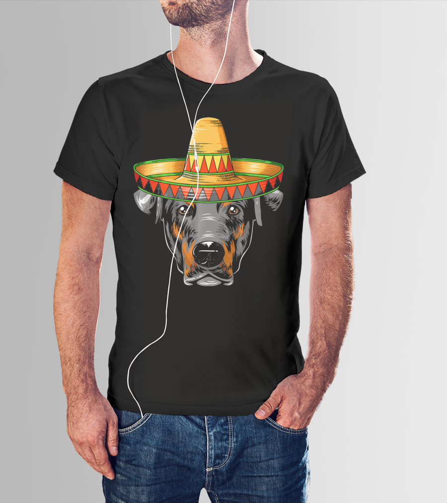 Cinco De Mayo Doberman Wearing Mexican Sombrero T-Shirt