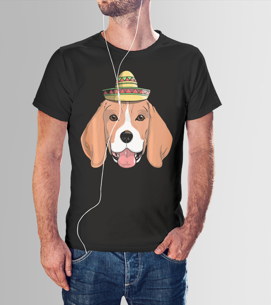 Beagle Dog Sombrero Fiesta Cinco De Mayo T-Shirt