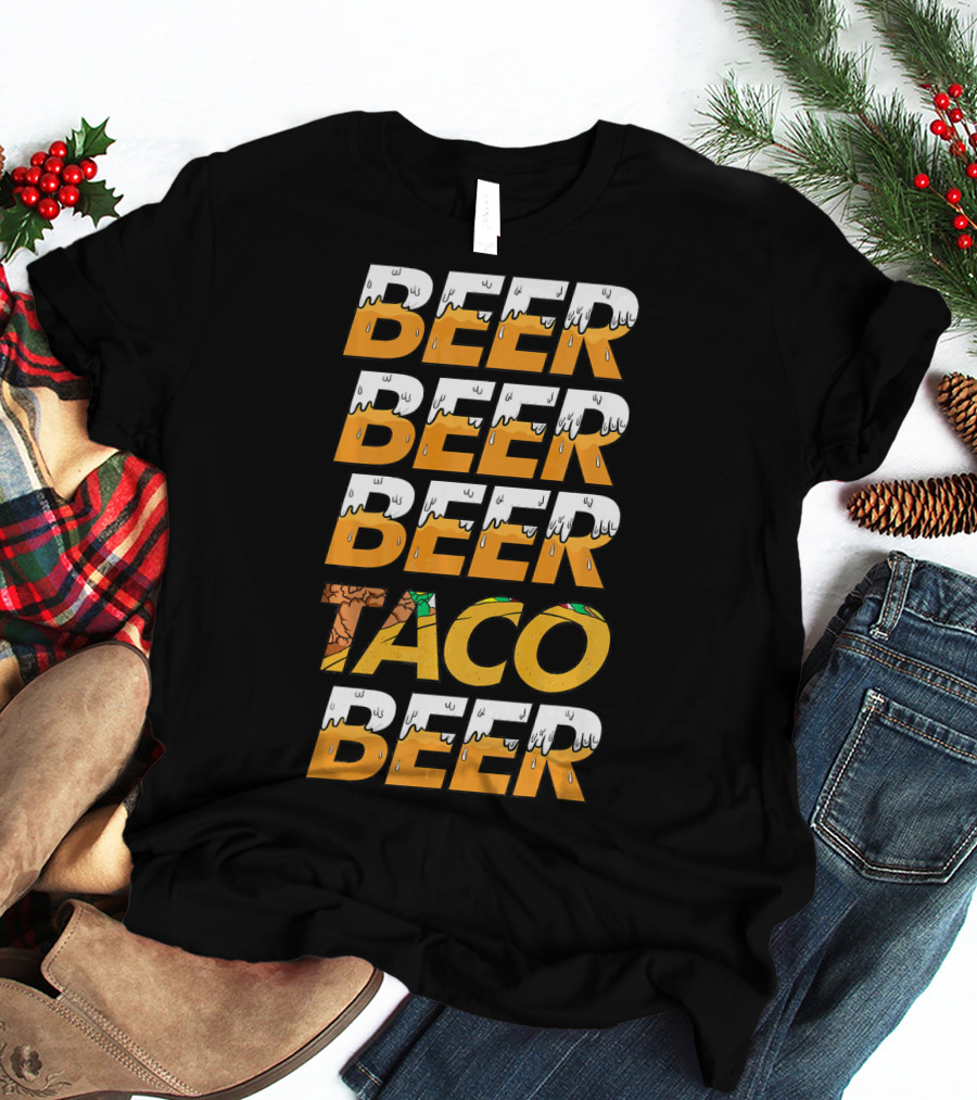 Beer Taco Beer Cinco De Mayo Funny Letter Print T-Shirt