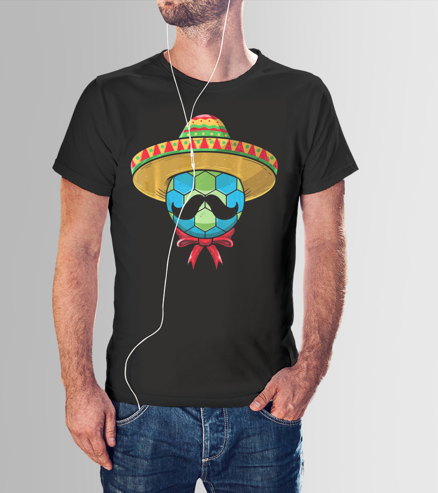 Cinco De Mayo Mexican Sombrero Mustache Handball T-Shirt