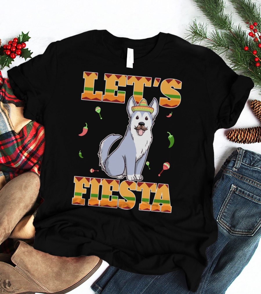 Let's Fiesta Husky Dog Sombrero Cinco De Mayo T-Shirt