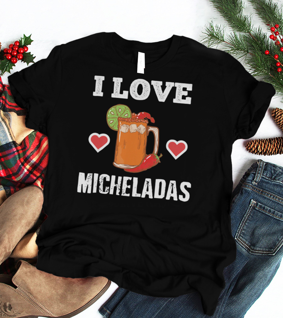 Cinco De Mayo I Love Micheladas Hearts Lime Pepper T-Shirt