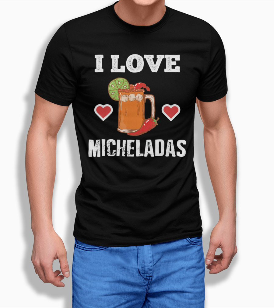Cinco De Mayo I Love Micheladas Hearts Lime Pepper T-Shirt