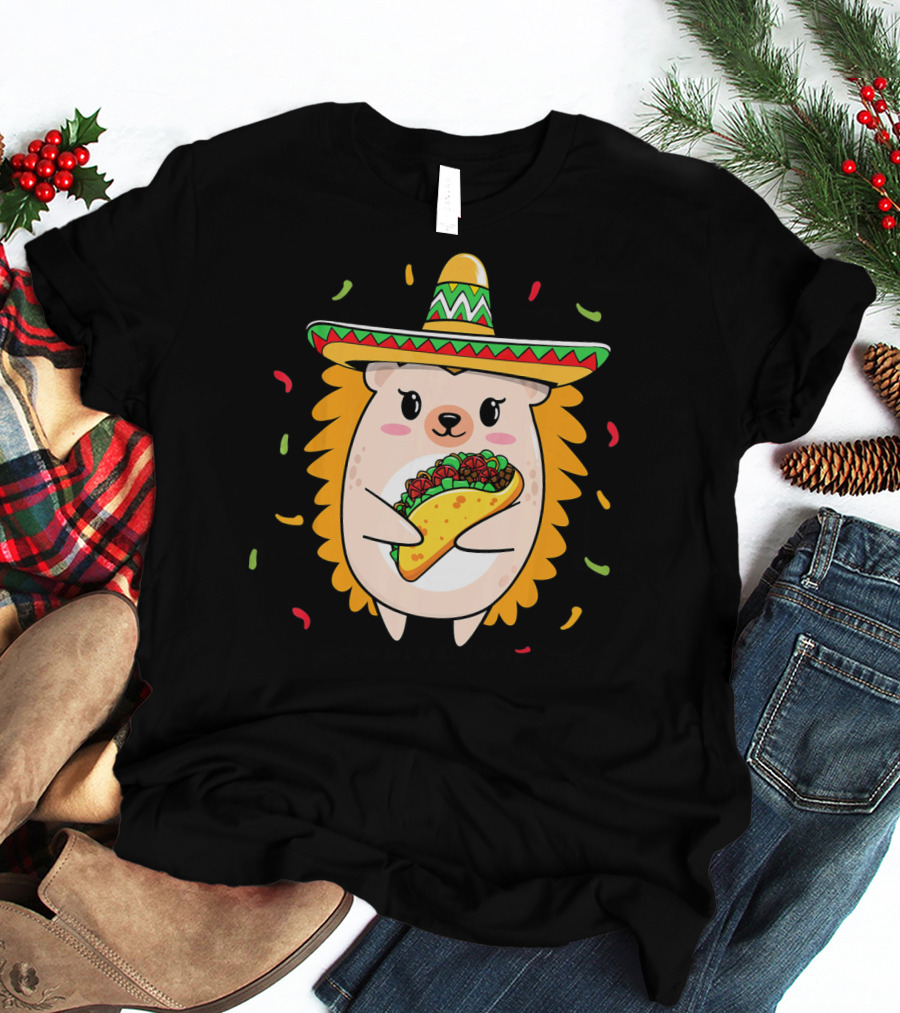 Hedgehog Sombrero Taco Cinco De Mayo Mom Hedgie T-Shirt