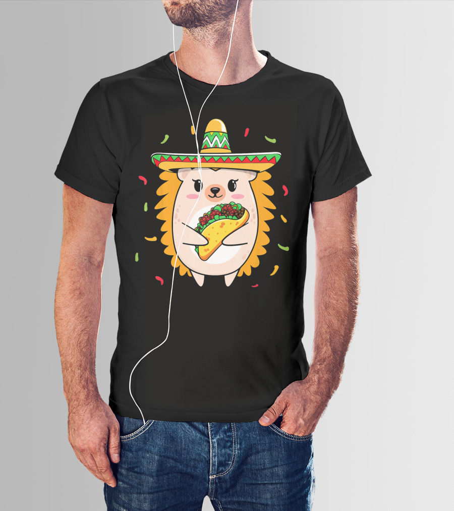 Hedgehog Sombrero Taco Cinco De Mayo Mom Hedgie T-Shirt