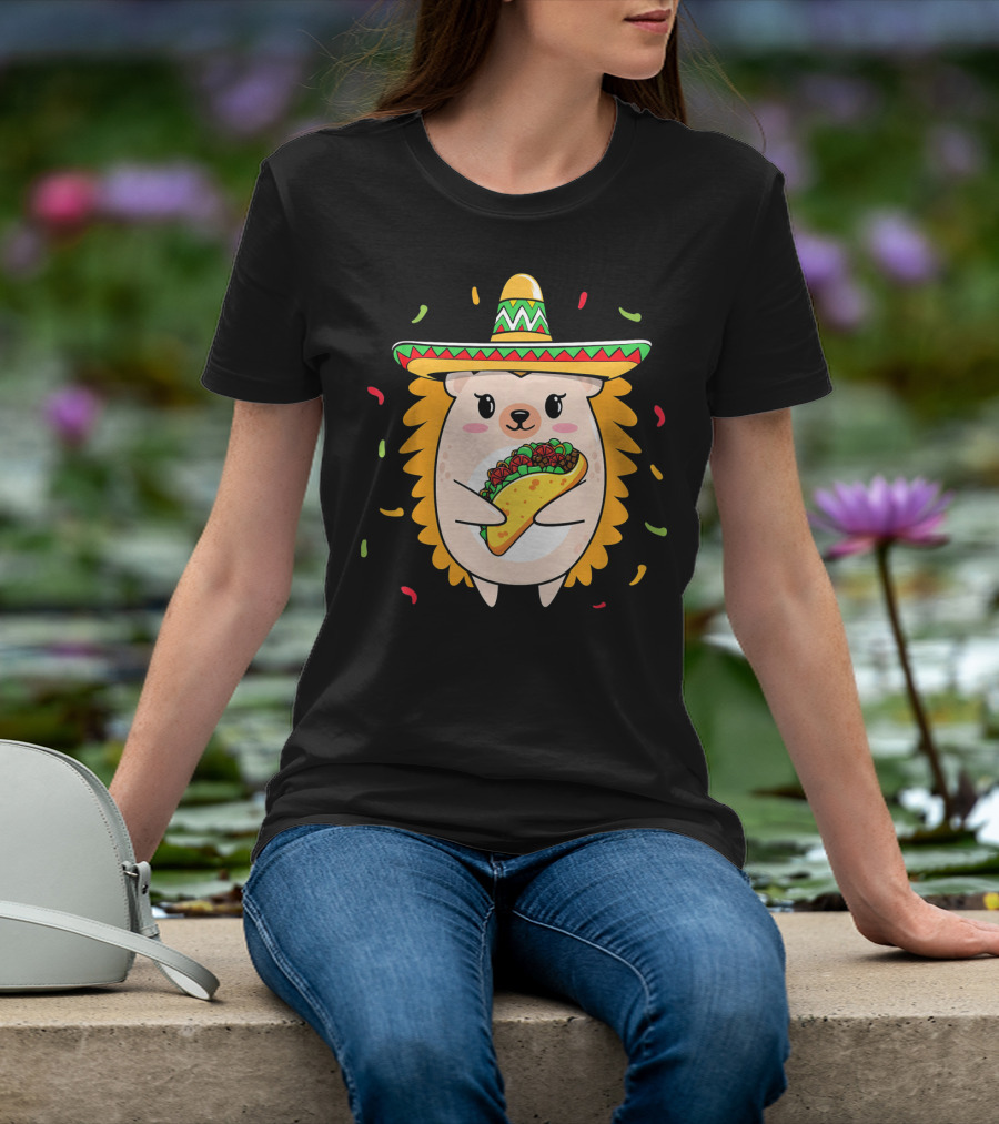 Hedgehog Sombrero Taco Cinco De Mayo Mom Hedgie T-Shirt
