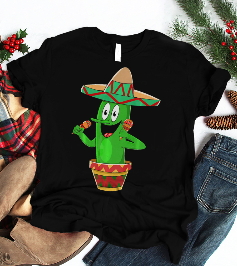 Fiesta Cactus Arriba Sombrero Maracas Cinco De Mayo T-Shirt
