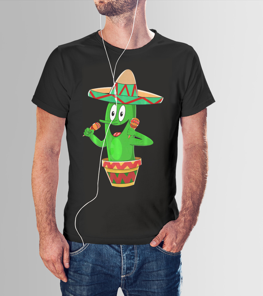 Fiesta Cactus Arriba Sombrero Maracas Cinco De Mayo T-Shirt