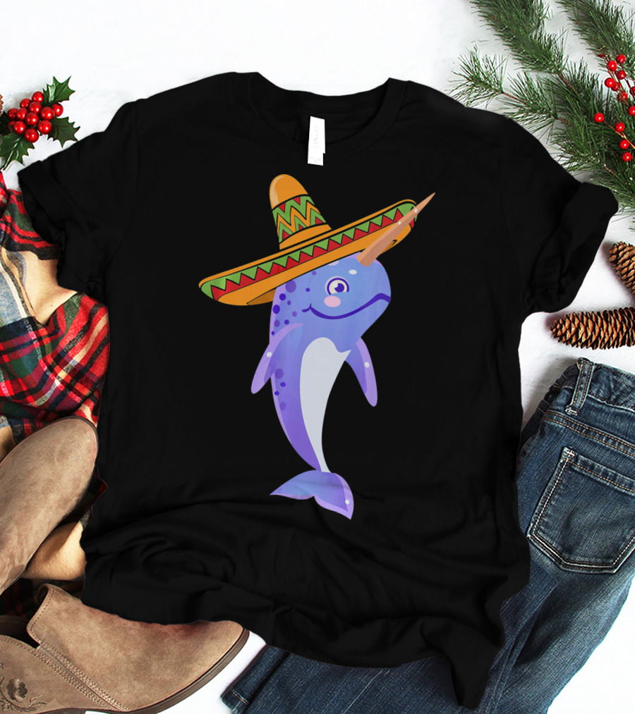 Narwhal Sombrero Mexican Fiesta Cinco De Mayo T-Shirt