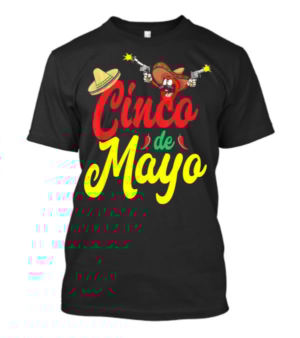Cinco De Mayo Mexican Party Fiesta Sombrero Chili Pistols T-Shirt