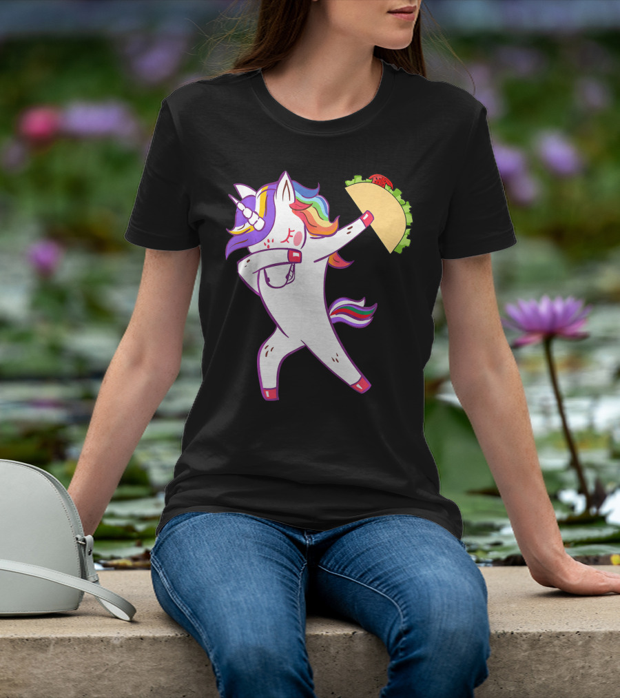 Unicorn Dabbing With Taco Cinco De Mayo T-Shirt